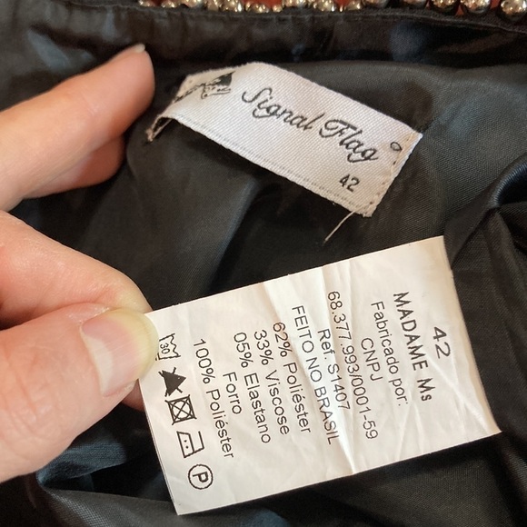 MADAME Ms Black Sleeveless Dress Beaded Neckline Sheath Size LARGE 42 Chic - Picture 14 of 15